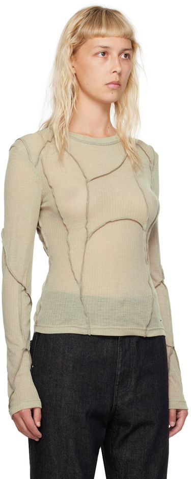 Tričko HELIOT EMIL Long Sleeve Fitted Sheer T-Shirt Zelené | SS23_G_09_086_WO20, 3