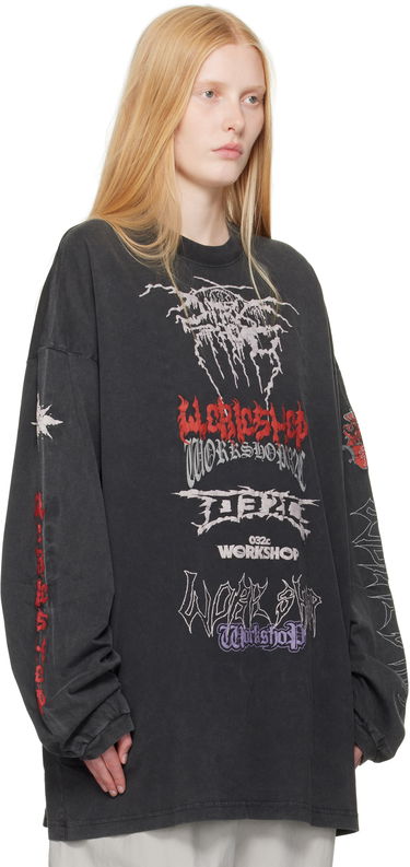 Tričko 032C 032c Telepresence Oversized Graphic Long Sleeve T-Shirt Čierna | S25-URC-0271-050-W, 1