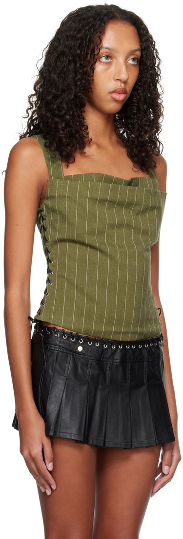 Tielko Miaou Miaou Vallois Pinstriped Corset Top Zelené | 7061SWBOVP, 1