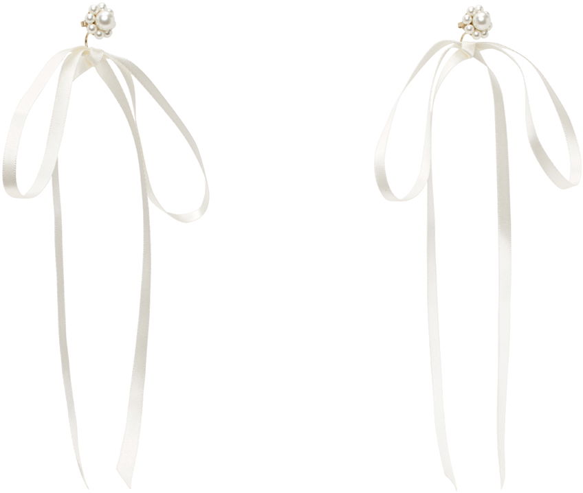 Náušnice Simone Rocha Simone Rocha Bow Ribbon Stud Earrings Biela | ERG389 0904, 1