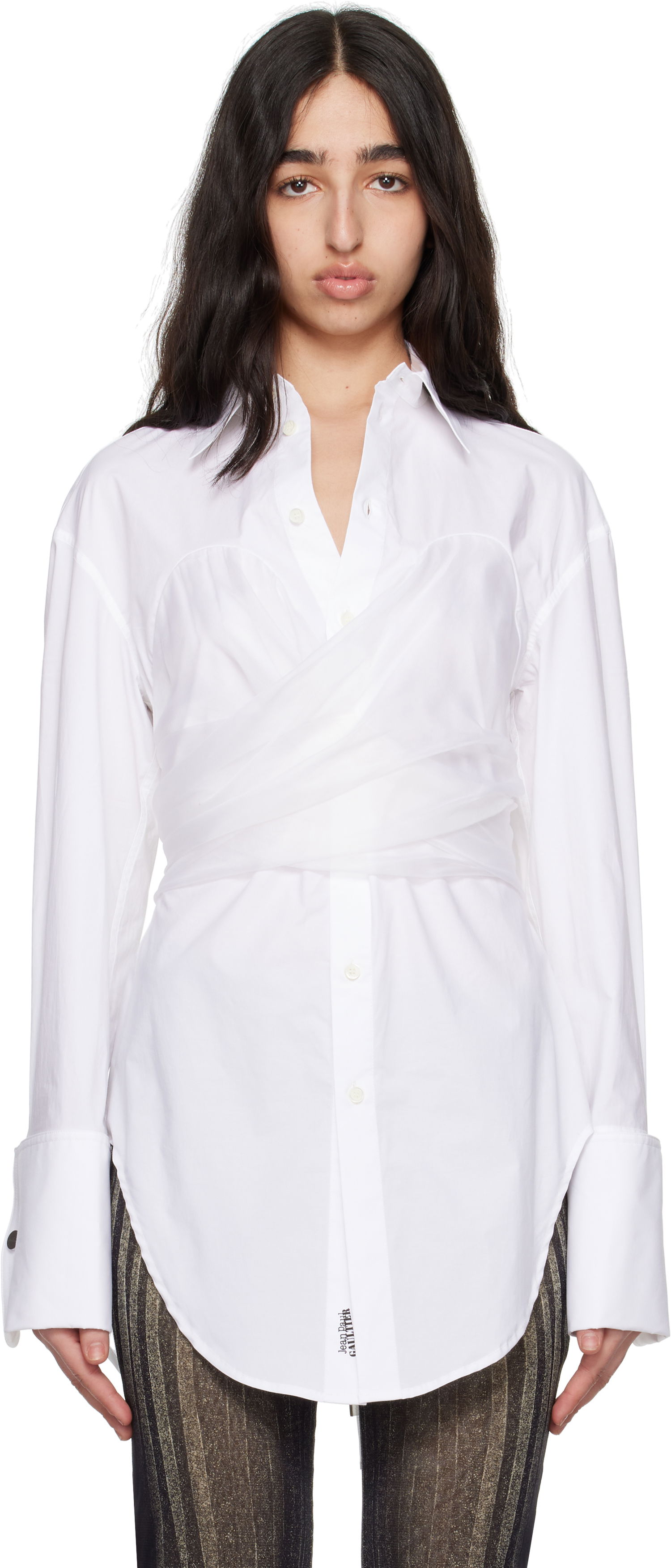 Košeľa Jean Paul Gaultier Jean Paul Gaultier Long Draped Shirt Biela | 25/34-F-CH082-C071-01, 0