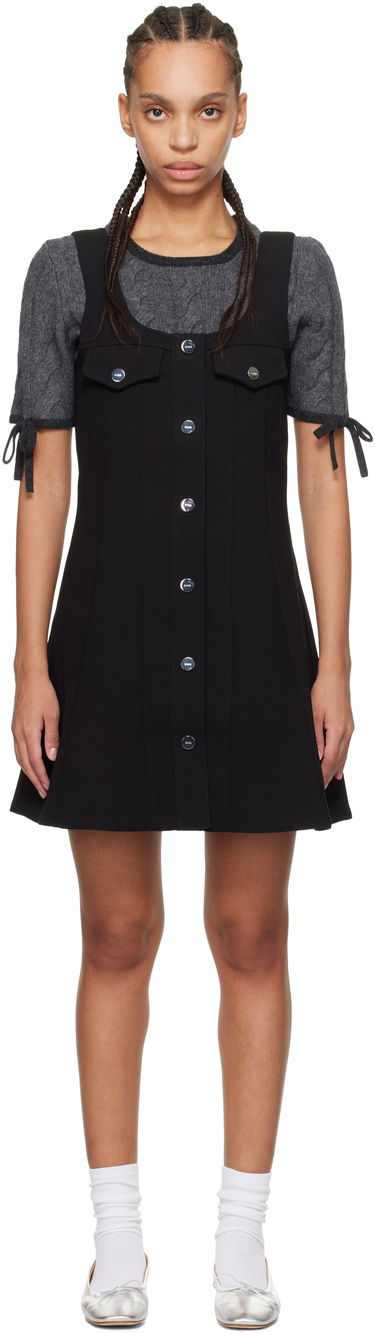 Šaty GANNI GANNI Bonded Crepe Minidress Čierna | W0187, 0