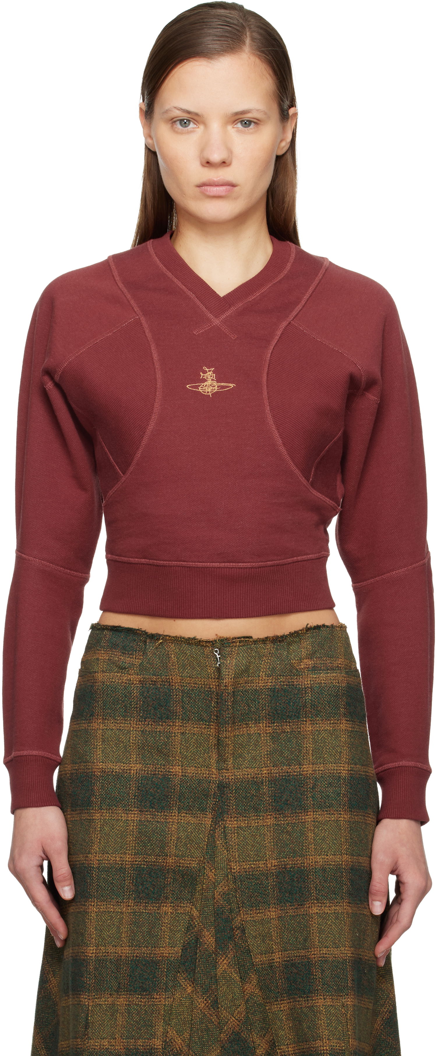 Mikina Vivienne Westwood Cropped Pourpoint Sweatshirt Vínová | 1I010013-J00A4-, 0