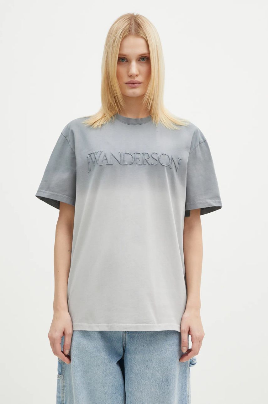 Tričko JW Anderson JW Anderson Logo Embroidery Gradient T-Shirt Šedá | JT0244.PG1551.929, 1