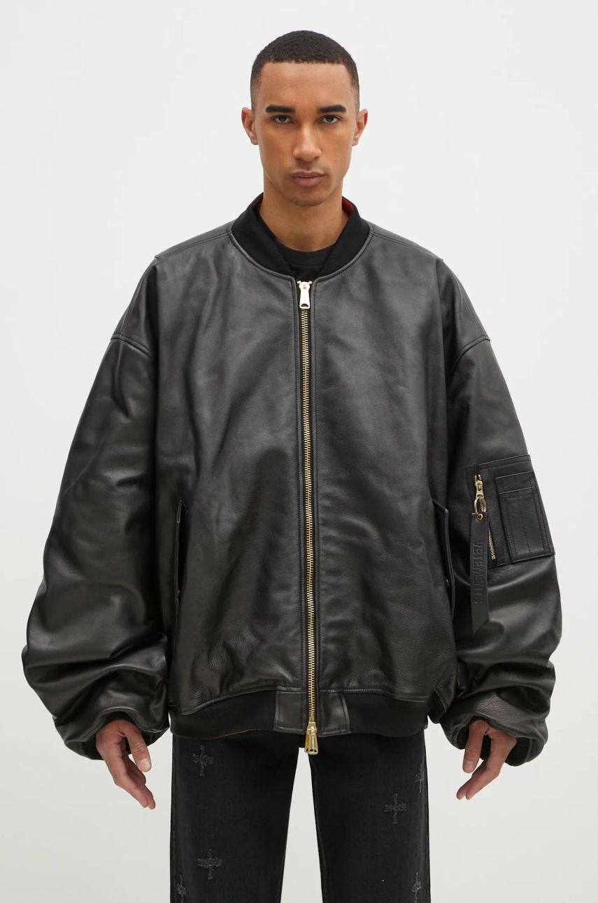 Bomber bunda VETEMENTS VETEMENTS Oversized Leather Bomber Jacket Čierna | UA66JA200B, 0