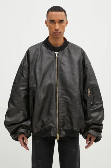 Bomber bunda VETEMENTS VETEMENTS Oversized Leather Bomber Jacket Čierna | UA66JA200B, 0
