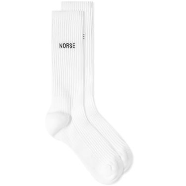 Ponožky NORSE PROJECTS Logo Ribbed Socks Biela | N82-0060-0001, 0