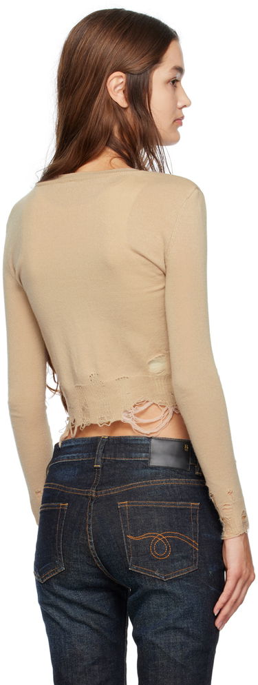 Sveter R13 R13 Cropped Distressed Cardigan Béžová | R13WY150-Y095B, 2