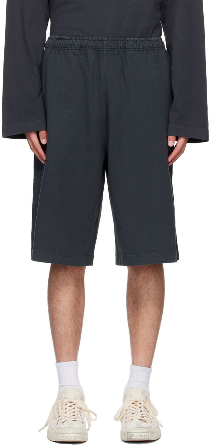 Šortky Acne Studios Black Printed Logo Stamp Shorts Čierna | CE0057-, 0