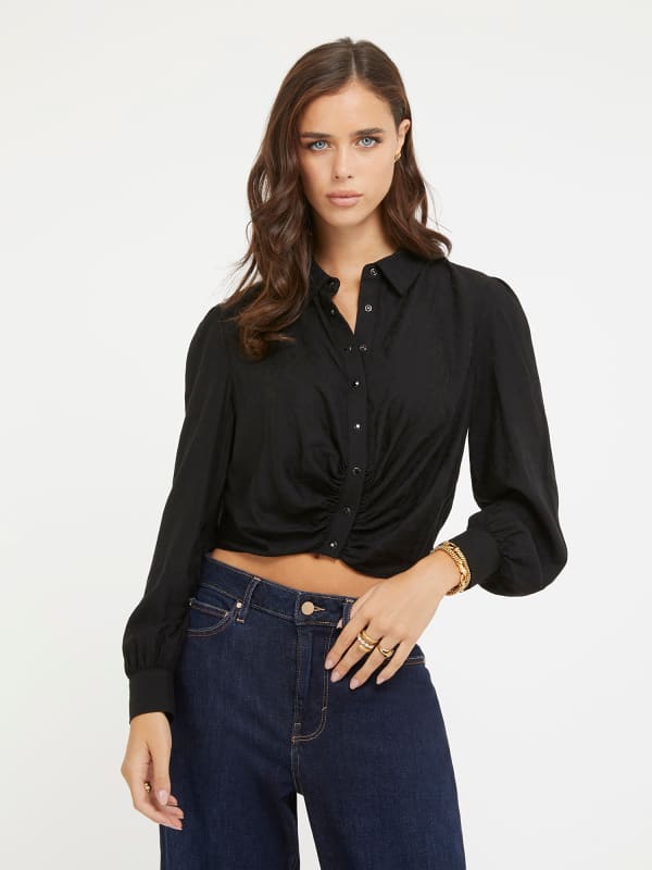 Oblečenie GUESS Animalier Cropped Čierna | W3BH76WFR72, 0