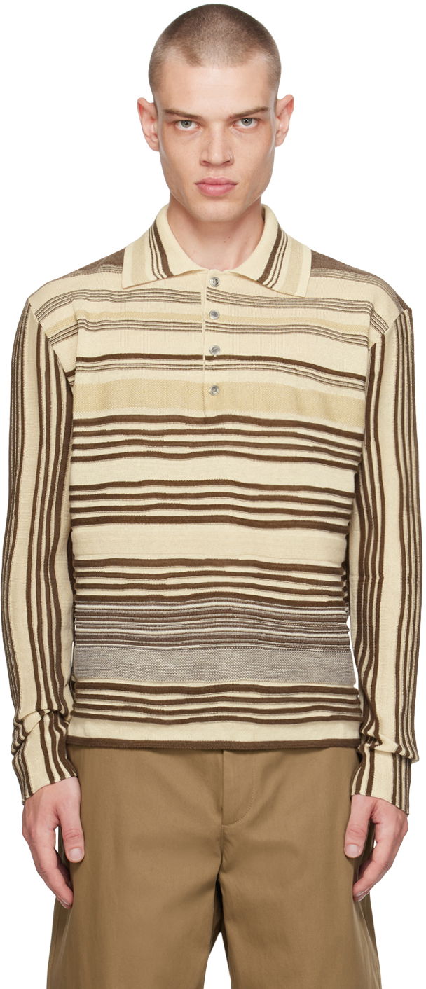 Polo tričko Bottega Veneta Striped Polo Shirt Béžová | 793784 V4E70 2975, 0