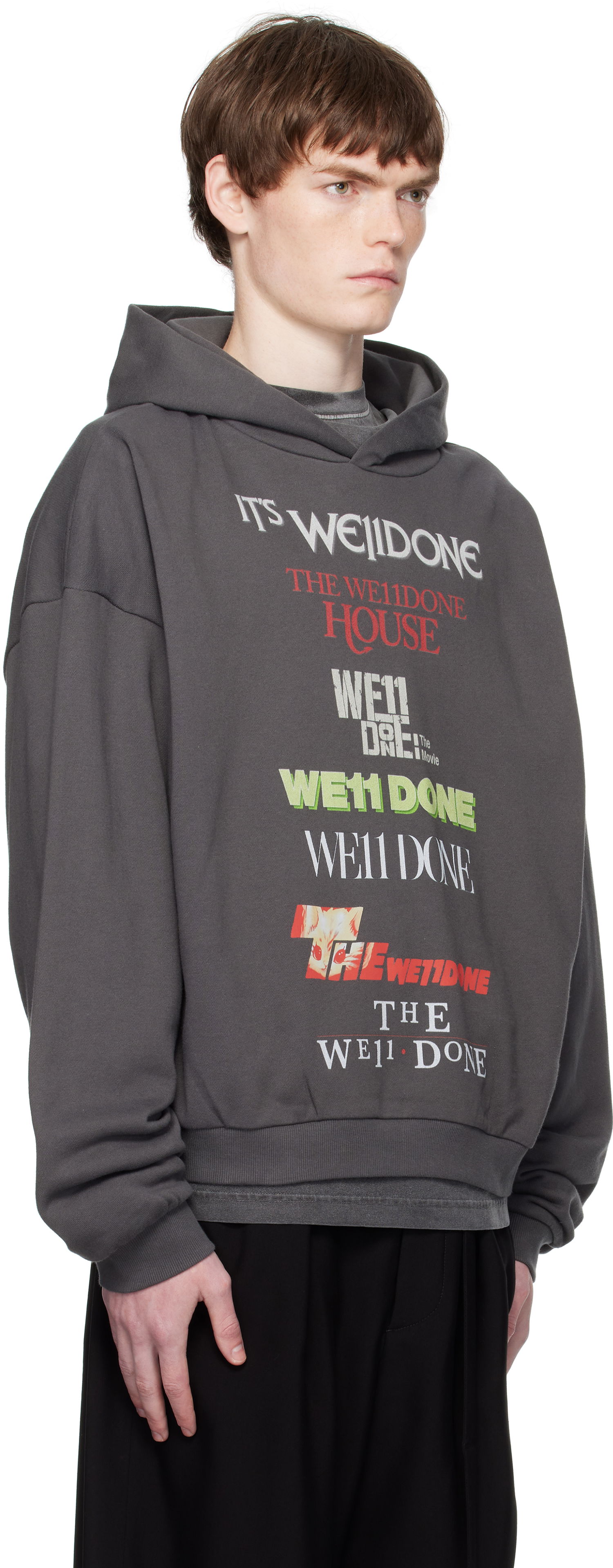 Mikina We11done We11done Multi Logo Print Hoodie Šedá | WD-TH2-25-832-U-GY, 1