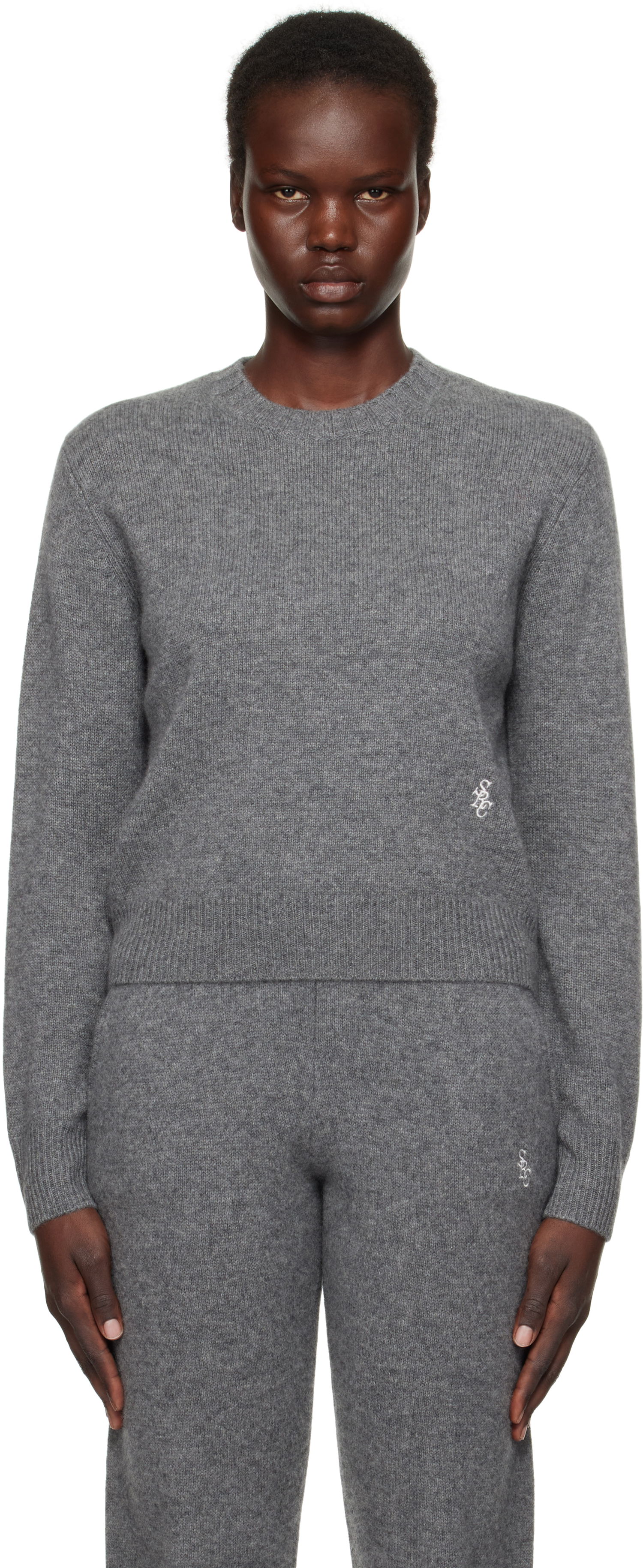 Sveter Sporty & Rich 'SRC' Cashmere Sweater Šedá | WS012506302GY03, 0