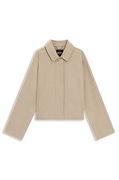Cropped Wool-blend Coat with Concealed Closure