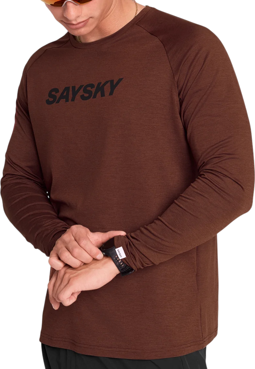 Tričko Saysky Saysky Logo Pace Long Sleeve T-Shirt Hnedá | omrls21c5008-omrls21c5008