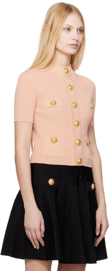 Sveter Balmain Balmain 4-Pocket Knitted Cardigan Ružová | EF1KL023KB07, 1