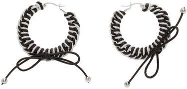 Náušnice Chopova Lowena Nimbus Mini Hoop Earrings with Leather Braid Čierna | 6510, 0
