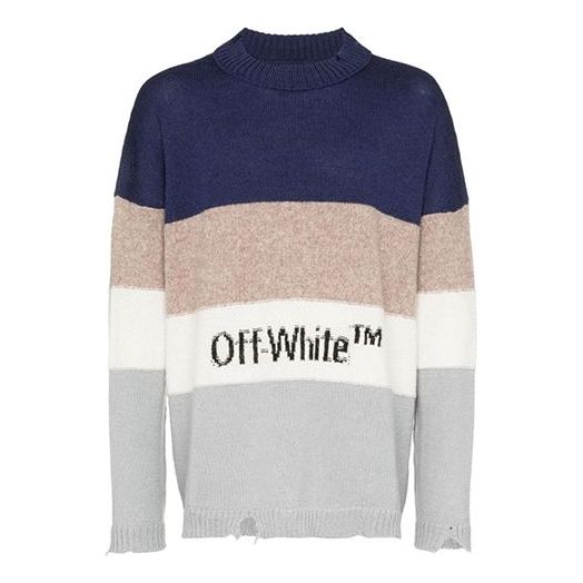 Sveter Off-White Off-White Wool Color-Block Sweater Rôznofarebný | OMHE016E19E370323010
