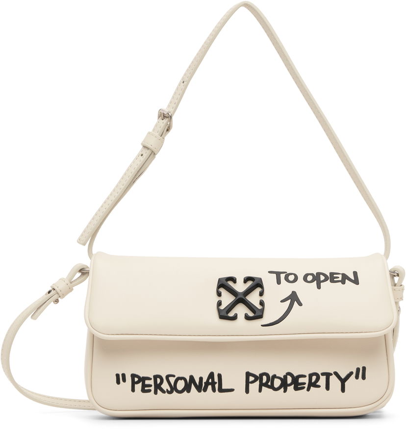 Taška cez rameno Off-White Jitney Shoulder 0.7 Quote Bag Béžová | OWNN18BC99LEA0010410