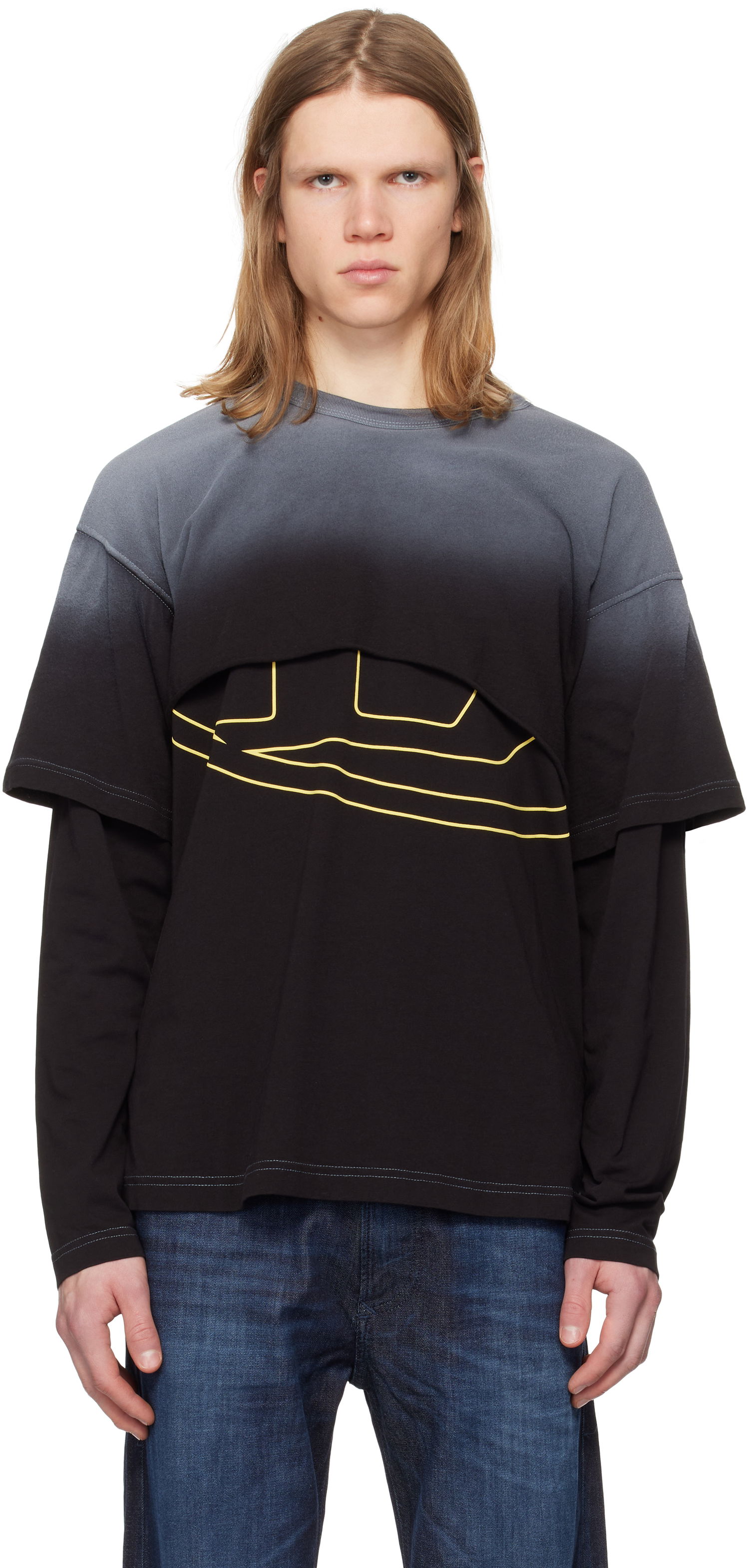 Tričko Diesel Diesel T-Besh Cut Long Sleeve T-Shirt Čierna | A16133-0KNAQ-9XX, 0