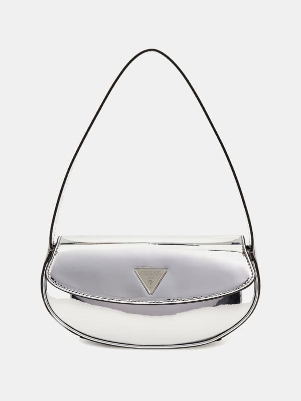 Taška cez rameno GUESS Arnela Mini Mirror Shoulder Bag Metalická | HWMY9496780, 0