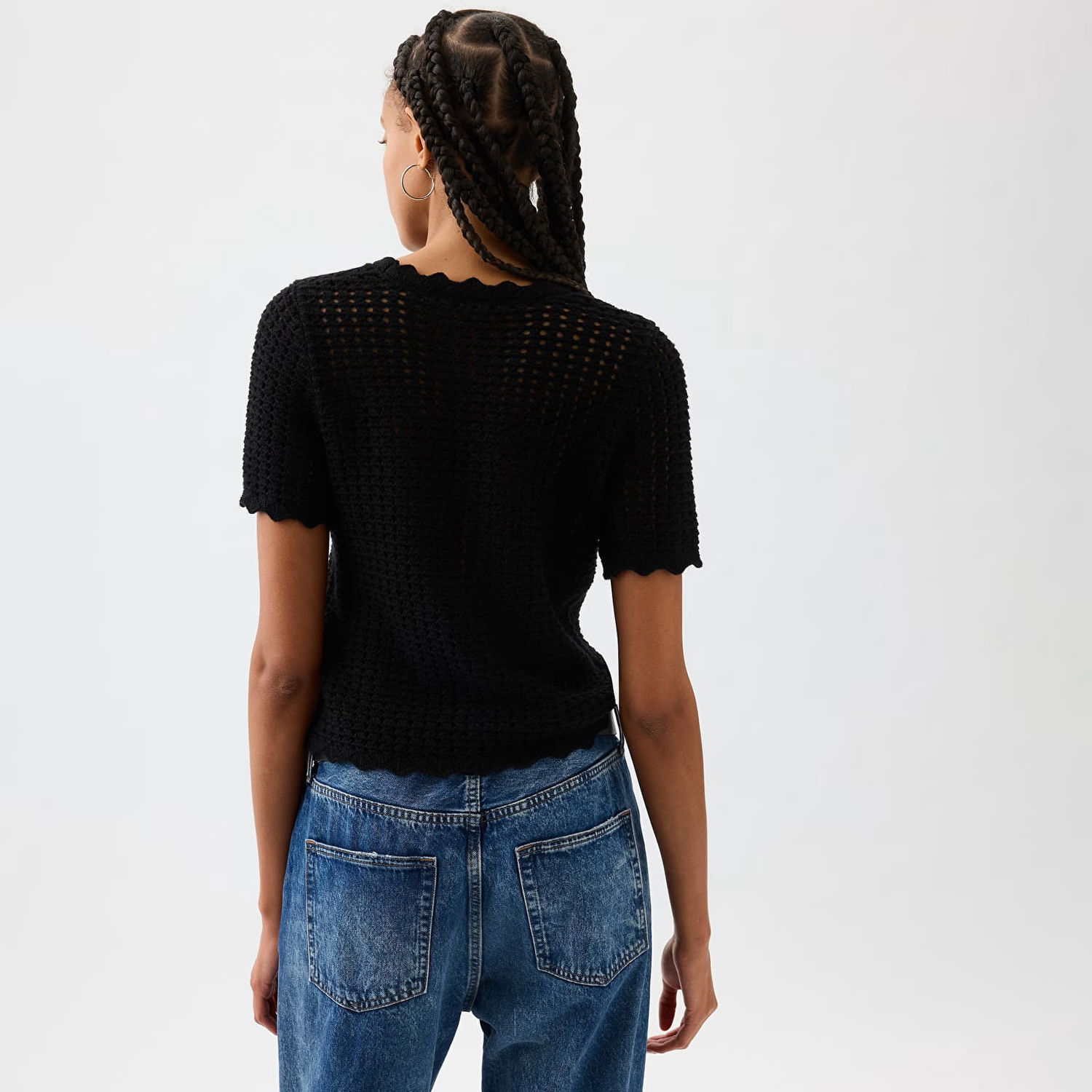 Tričko GAP Shortsleeve Crochet Tee True Black V2 Čierna | 864914-01, 1