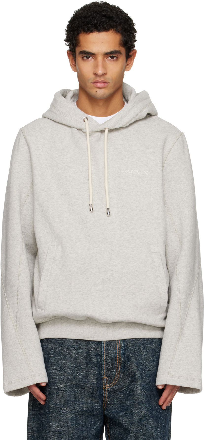 Mikina LANVIN Lanvin Cotton Fleece & Cashmere Hoodie Šedá | RM-HO0004-F044-H25