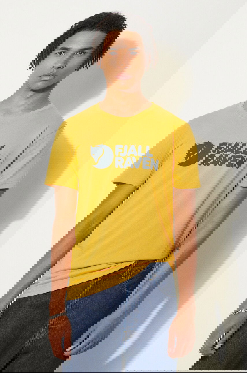 Tričko FJÄLLRÄVEN T-shirt with Logo Print Žltá | F87310, 0