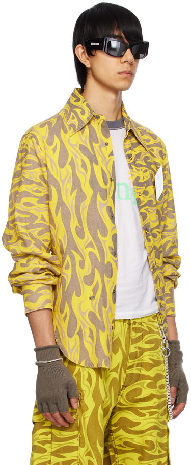 Košeľa ERL ERL Flame Print Relaxed Shirt Žltá | ERL08B004, 4