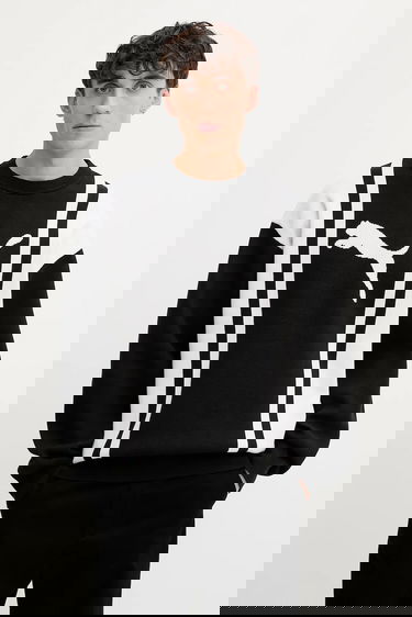 Sveter Puma Vertical Stripe Color Block Crewneck Knit Sweater Čierna | 632294, 1