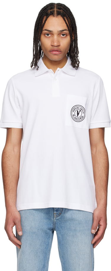 Polo tričko Versace Embroidered Logo Polo by Versace Jeans Couture Biela | E78GAGT01_ECJ01T, 0