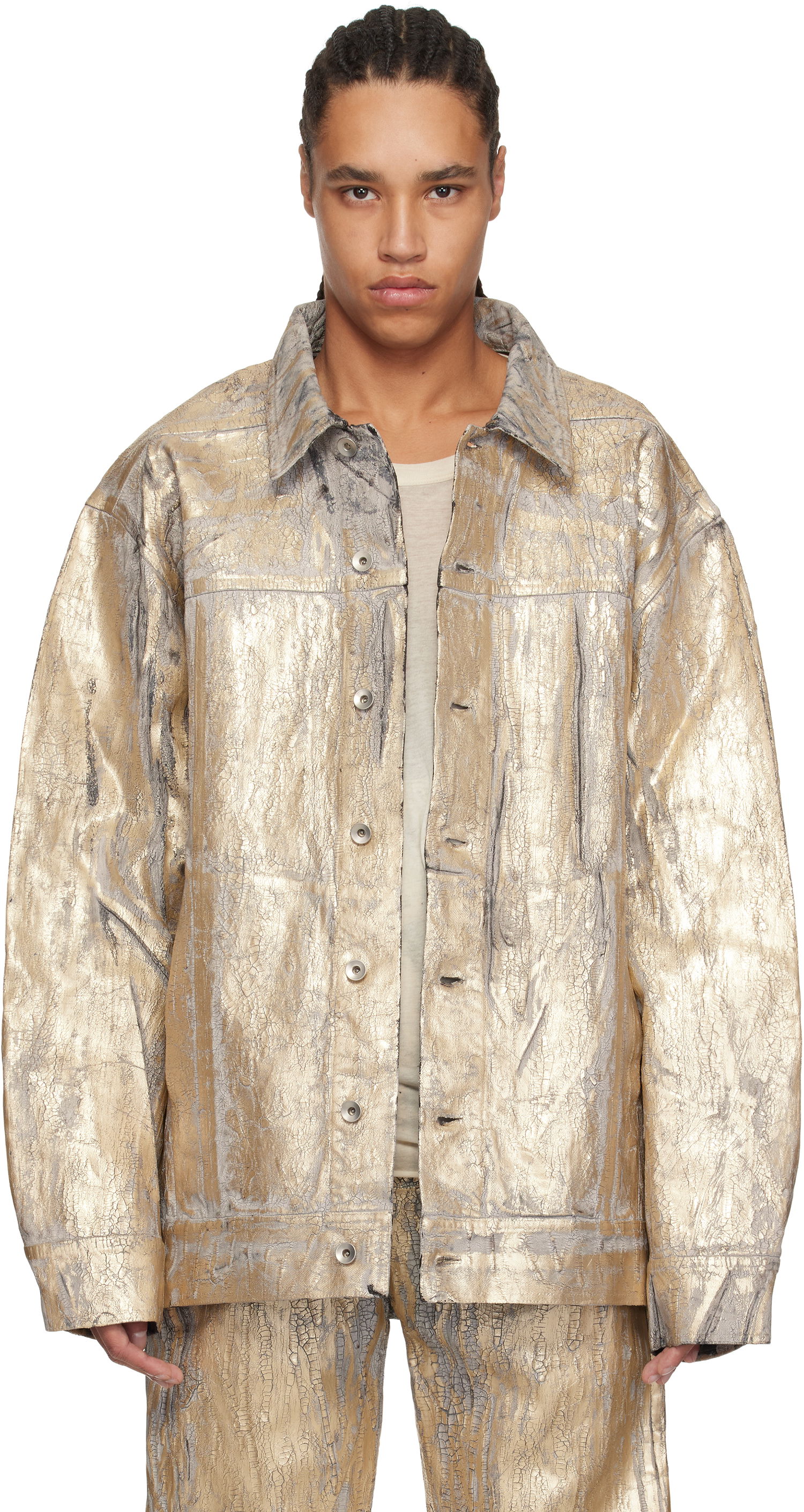 Bunda Rick Owens Rick Owens DRKSHDW Hollywood Jumbo Worker Denim Jacket Metalická | DU01E3761 GMC, 0