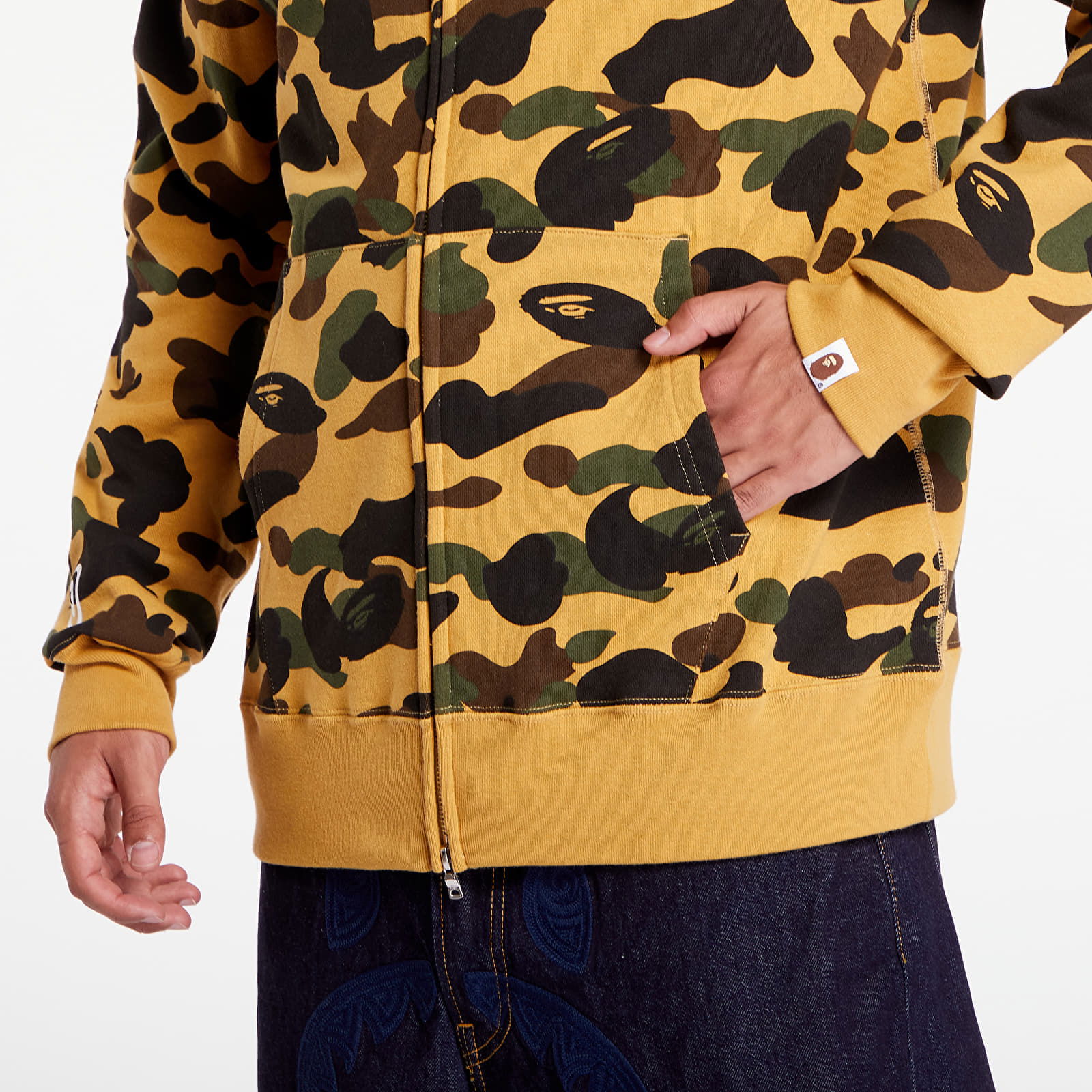 A BATHING APE 1St Camo 2Nd Shark Full Zip Hoodie Yellow