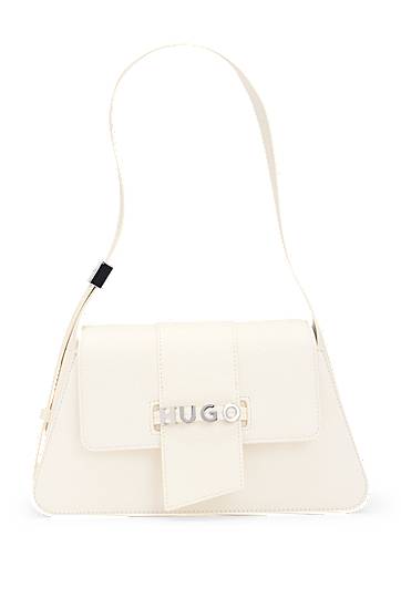 Taška cez rameno BOSS HUGO Faux-Leather Shoulder Bag with Logo Hardware Biela | 50541806, 0