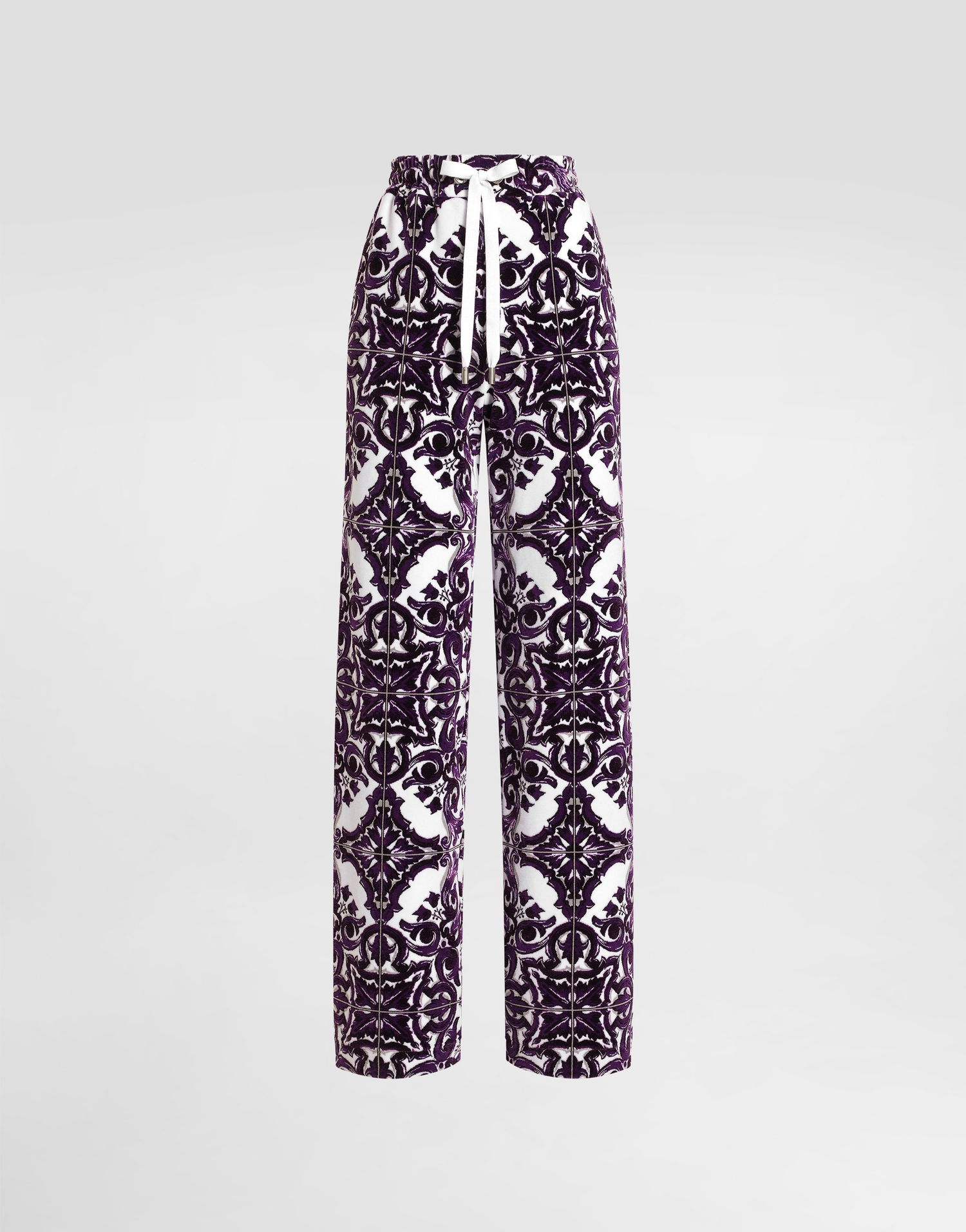 Nohavice Dolce & Gabbana Dolce & Gabbana Majolica-Print Velvet Trousers Fialová | FTCYYTHJMP9S8354, 0