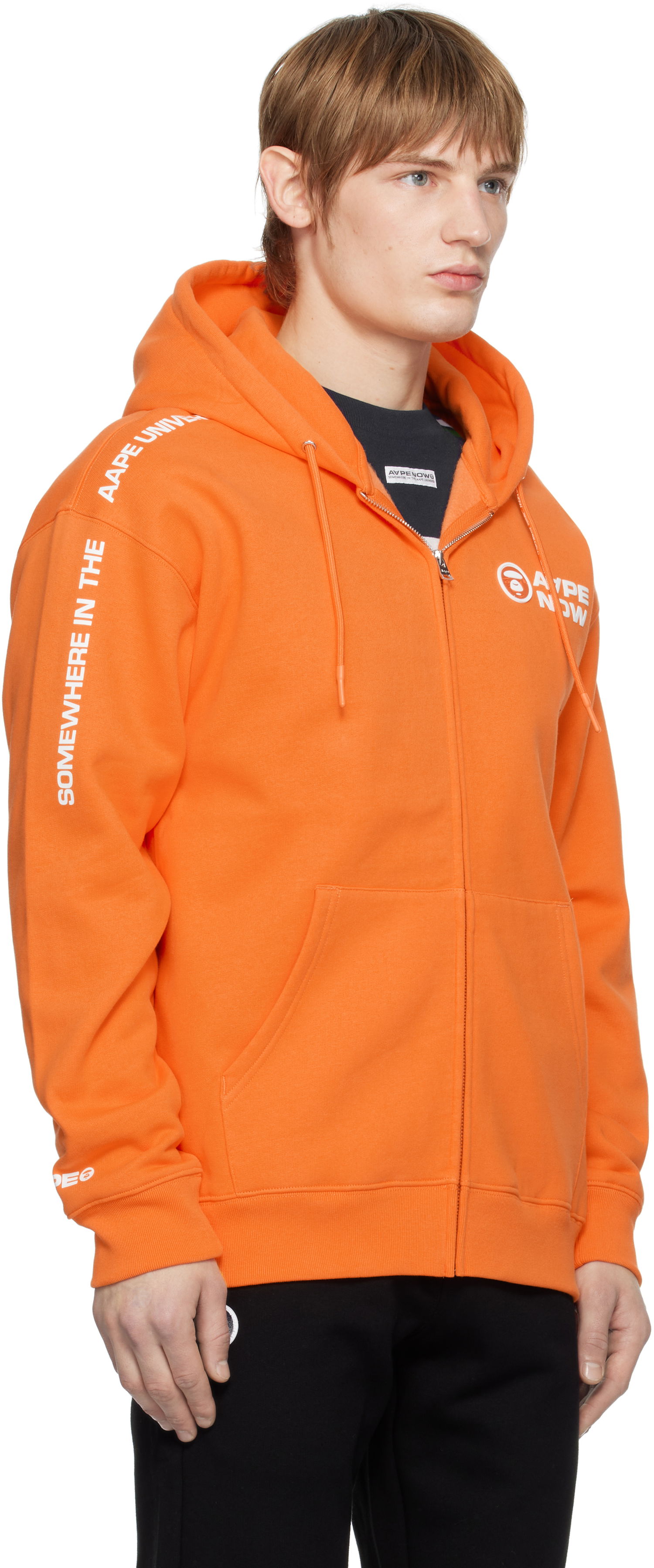 Mikina AAPE by A Bathing Ape AAPE by A Bathing Ape 'AAPE NOW' Zip-Up Hoodie Oranžová | AAPSWMB327XXNORL, 1
