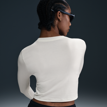 Crop Top Nike Sportswear Chill Knit Cropped Long Sleeve T-Shirt Biela | HF5322-135, 3