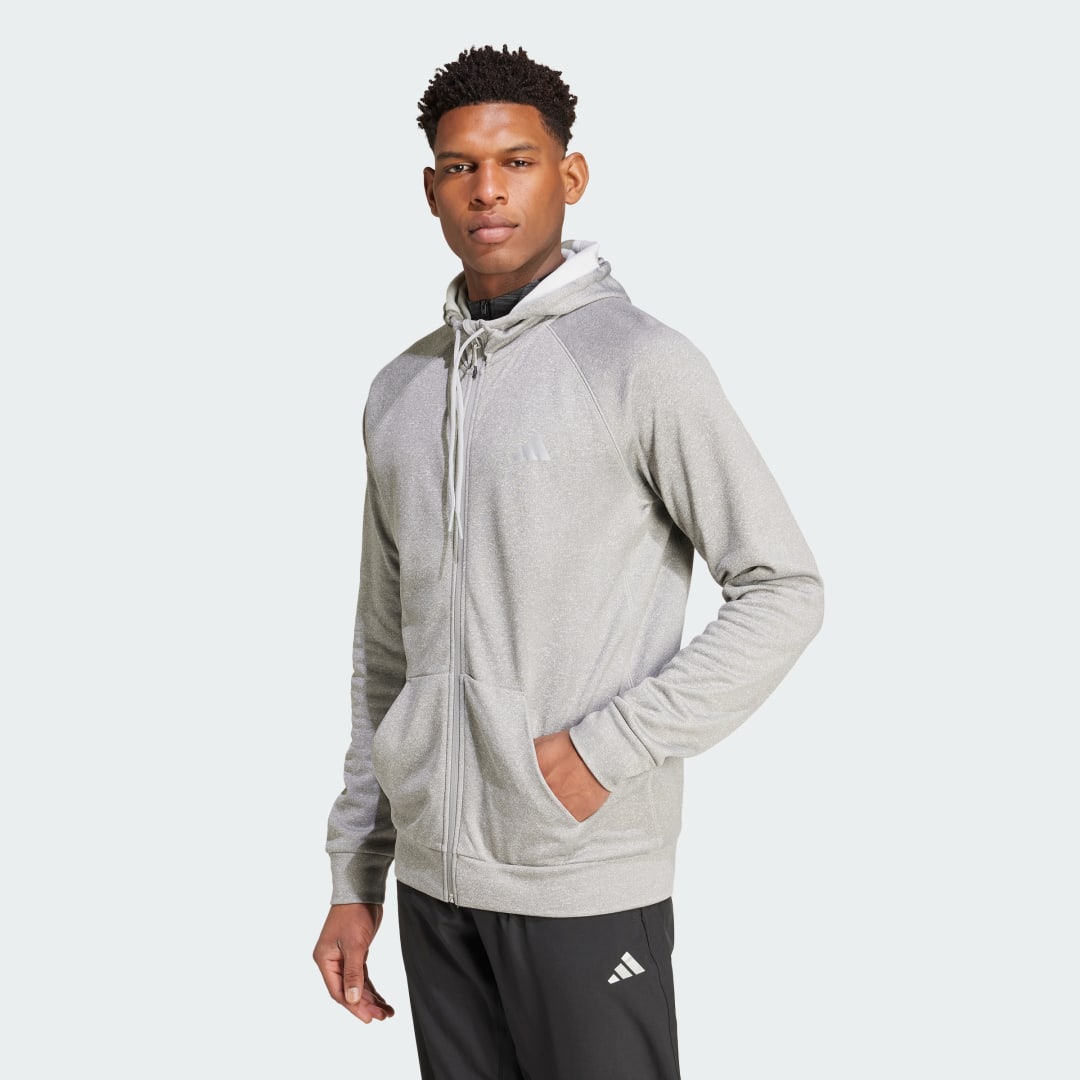 Mikina adidas Performance Training Big Logo Full-Zip Hoodie Šedá | IW8394, 0