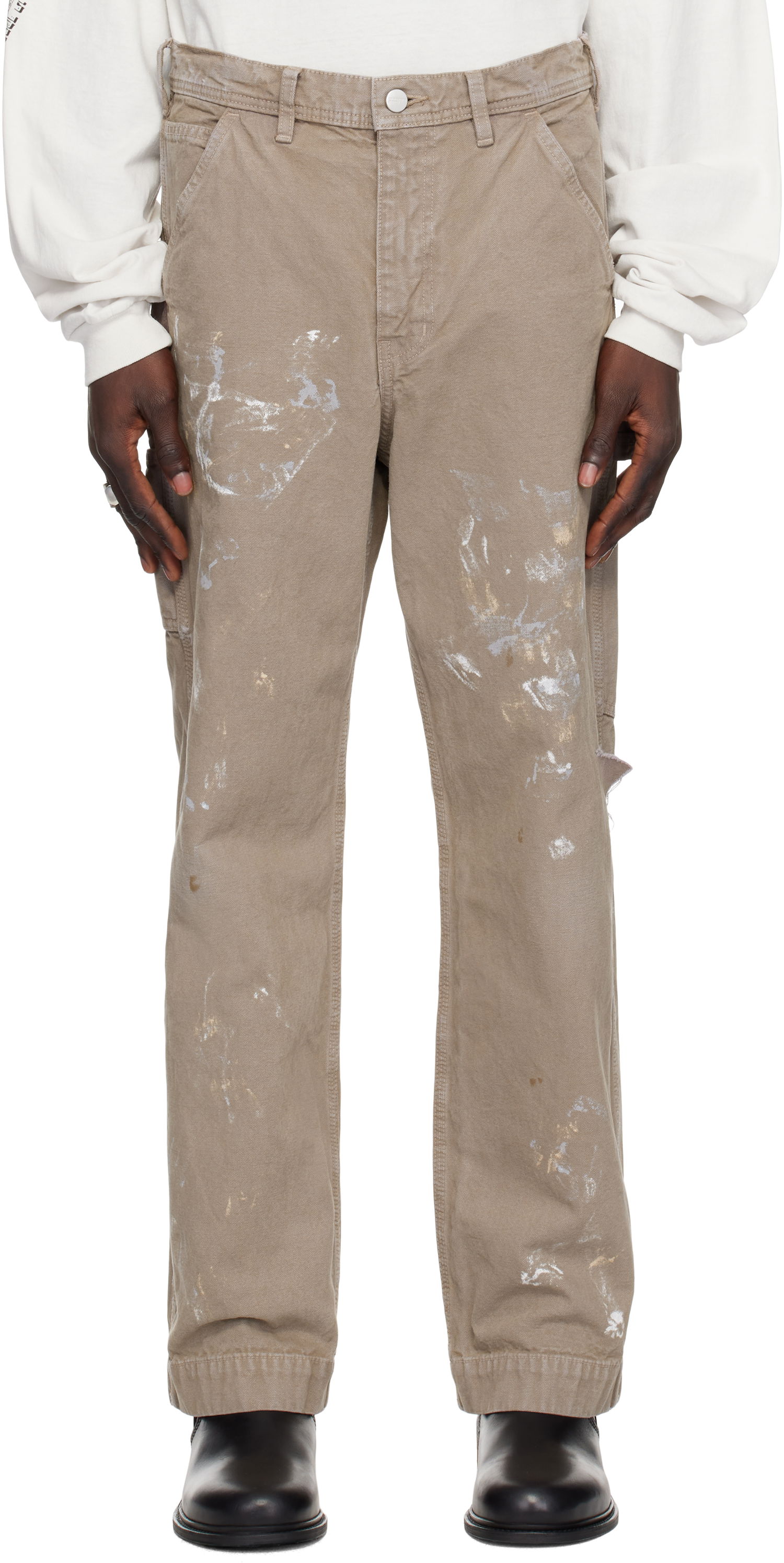Cargo nohavice Enfants Riches Déprimés Paint Splatter Trousers Béžová | 050-385, 0