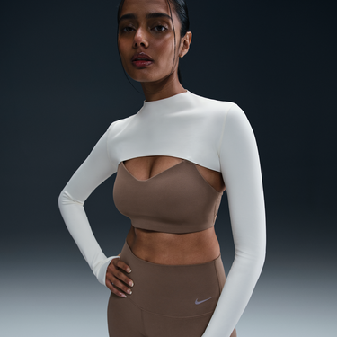 Crop Top Nike Nike Zenvy Dri-FIT Long Sleeve Shrug Biela | HJ1861-133, 2