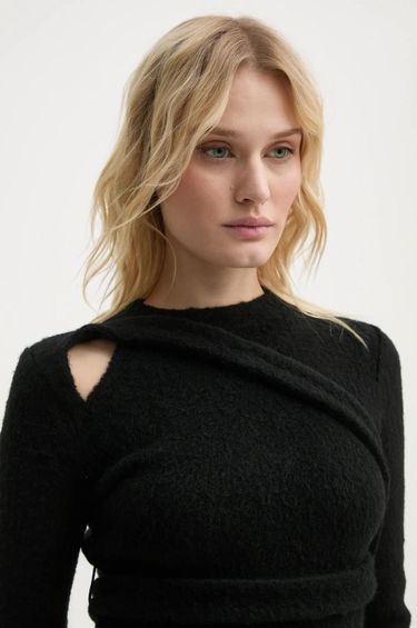 Sveter HELIOT EMIL Cutout Detail Wool Blend Sweater Čierna | AW24.W.07.065.BLK01, 4