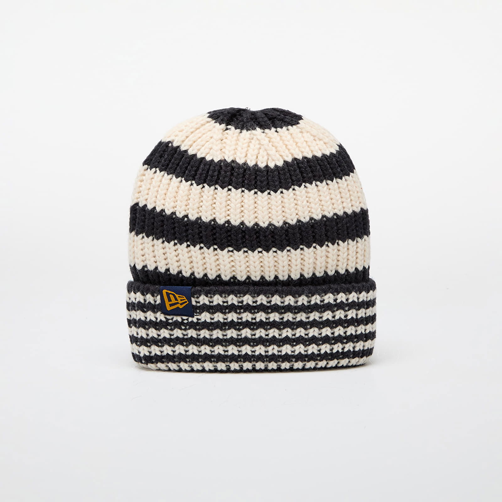 Knit Medium Stripe Beanie Navy/ Light Cream Universal