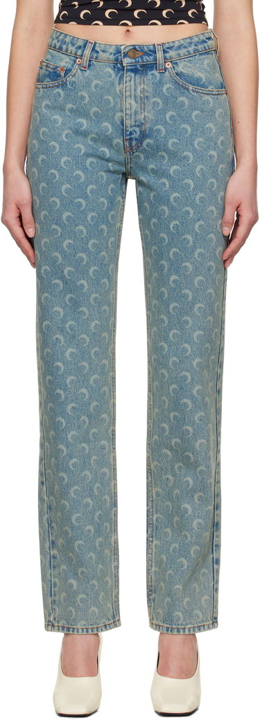 Džínsy Marine Serre Marine Serre Moon Laser Straight Jeans Modrá | WPA128A CDEN0003, 0
