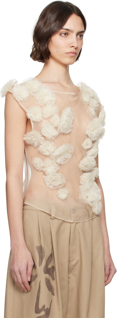 Tielko Collina Strada Collina Strada Meadow Path Floral Appliquéd Tulle Tank Top Béžová | XX3057, 1