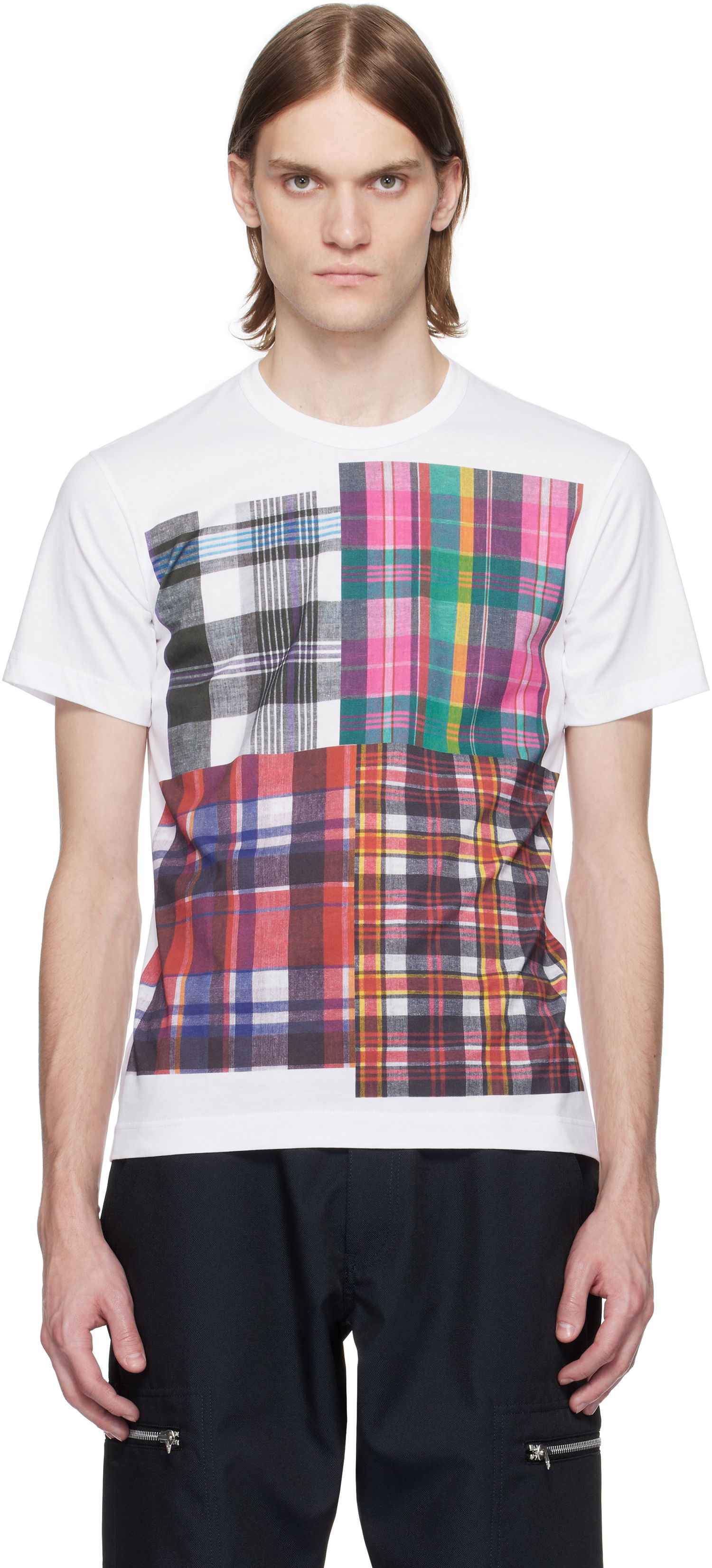 Tričko Comme des Garçons Comme des Garçons Shirt Tartan Square Print T-Shirt Biela | FO-T007-051, 0
