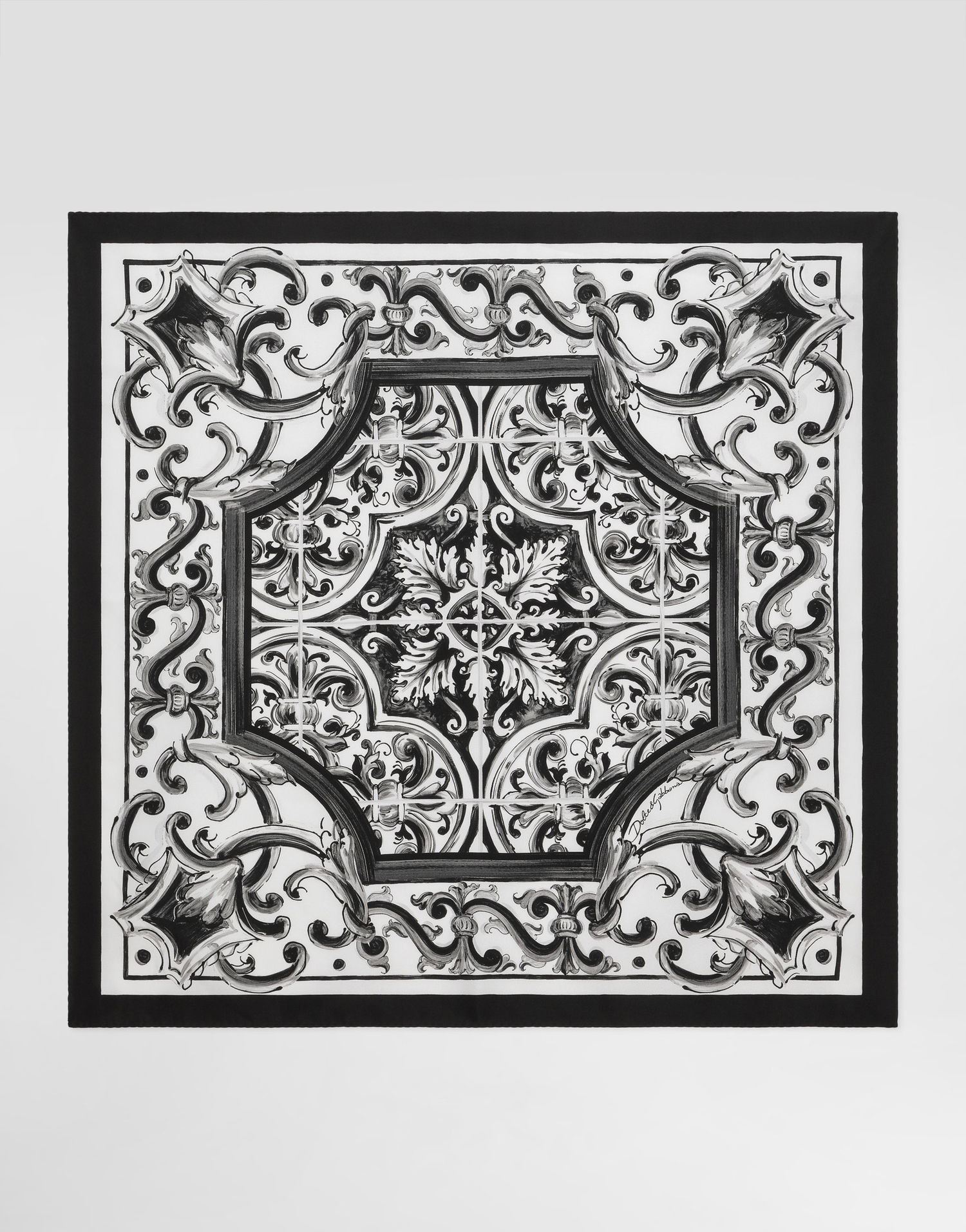Šál Dolce & Gabbana Dolce & Gabbana Majolica Print Twill Scarf Čierna | GQ704EG0WUNHY5DQ, 0