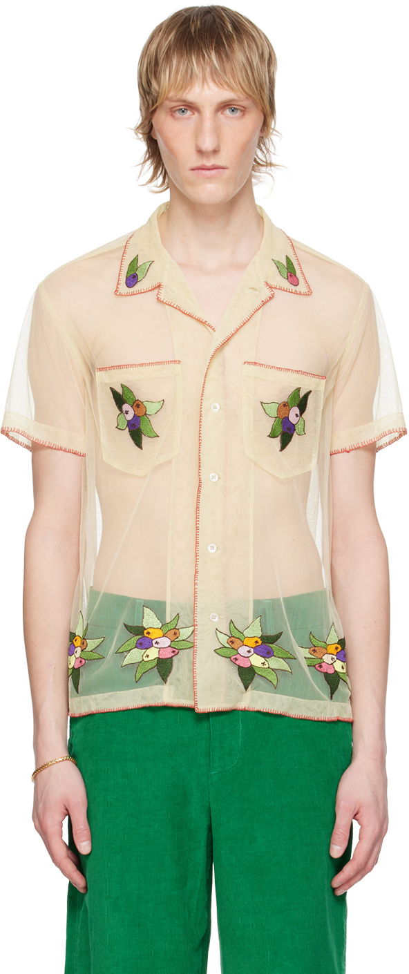 Košeľa Bode Embroidered Tulle Shirt Béžová | MRS24SH048, 0