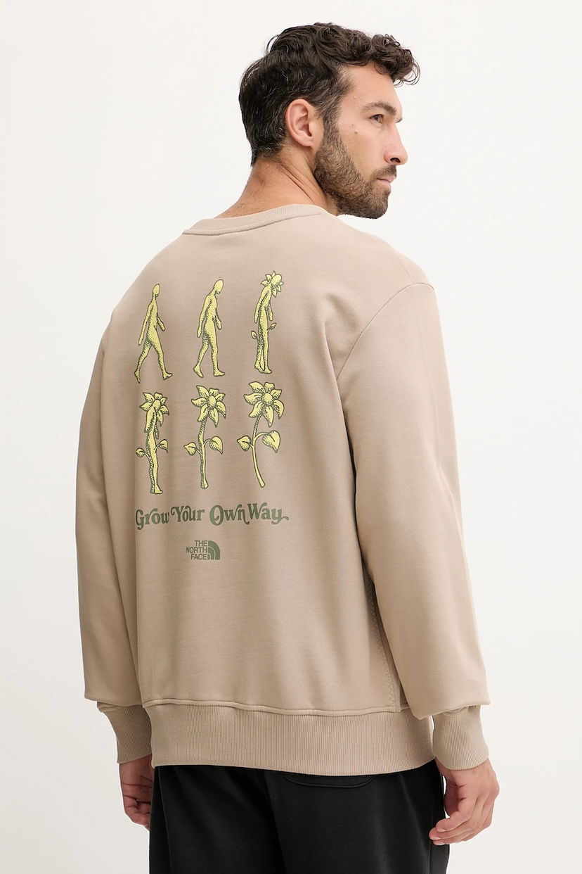 Mikina The North Face Connect Relaxed Grow Your Own Way Graphic Print Sweatshirt Béžová | NF0A8E3ZBOX1