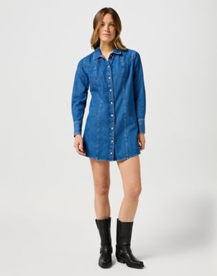 Šaty Wrangler Wrangler Regular Long Sleeve Denim Dress Modrá | 112356498:XXL, 0