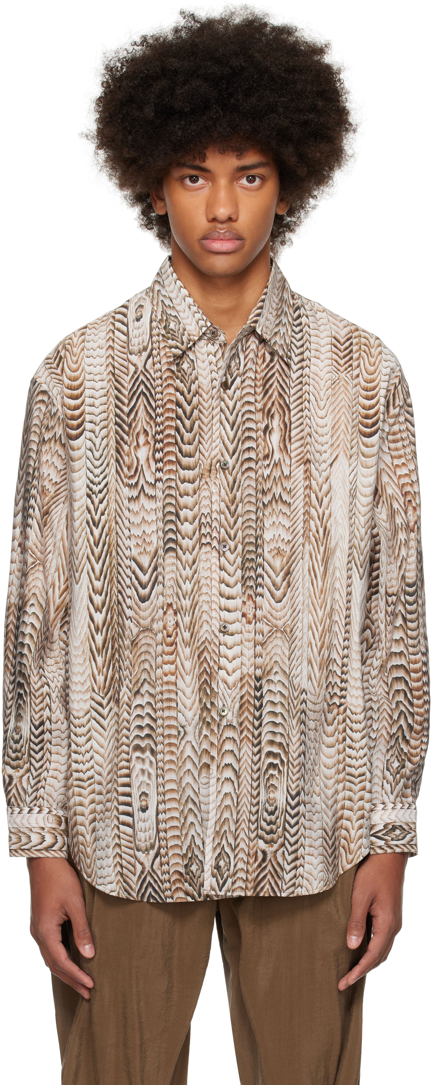 Košeľa LEMAIRE Lemaire FreelingWaters Edition Printed Shirt Hnedá | SH1136 LF1336, 0